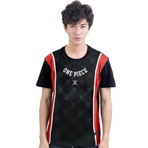 DOP-871-M เสื้อยืดผ้ากีฬาวันพีซ สีดำแถบแดง DOP-871-M เสื้อยืดผ้ากีฬาวันพีซ สีดำแถบแดง